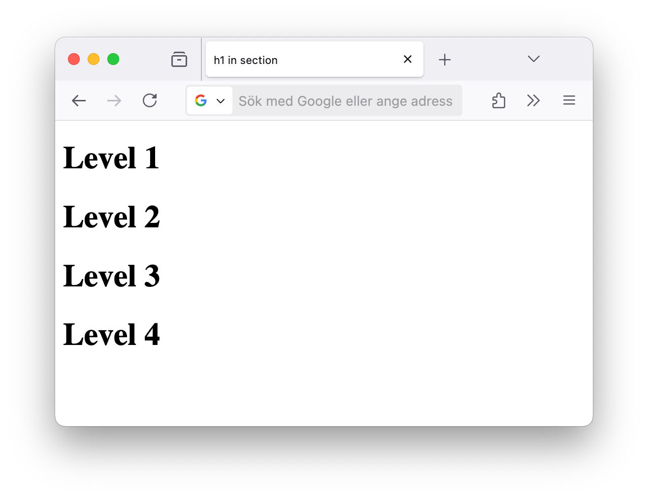 Level 1 through Level 4 all have the same size.
